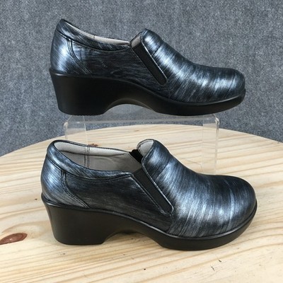 Alegria Shoes Womens 35 Black Blue Eryn Nurse Clogs Leather Round Toe Comfort