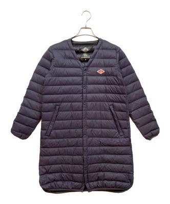 DANTON Women's Longline Quilted Down Coat Size S Navy Unisex Authentic