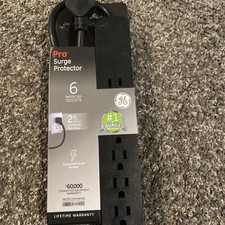 GE Pro 6-Outlet Surge Protector, 2 Ft Extension Cord, 620 Joules, Power Strip