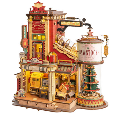 ROKR Dream Gift Factory 3D Wooden Puzzle DIY Mechanical Music Box Kit Lights