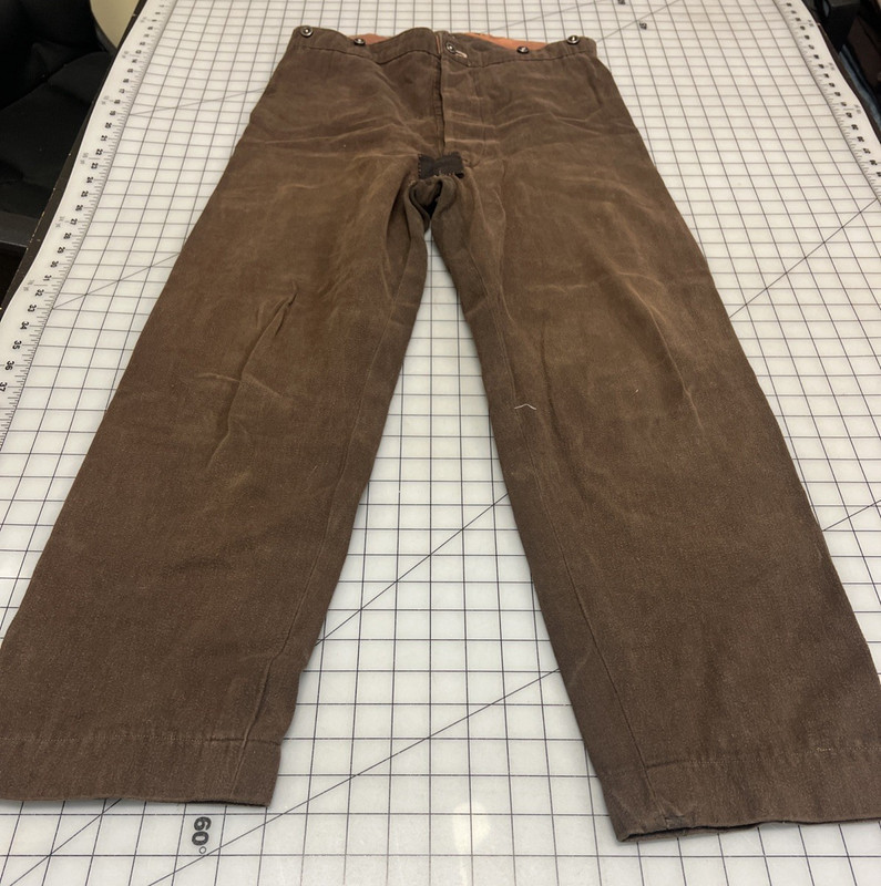 Repro 19th Century Men's Brown Cotton Trousers, SZ 32" #101, Handsewn Handmade