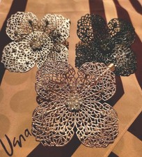 SET of THREE 3 Beautiful Vintage Rhinestone Flower Hair Clips