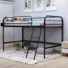 Metal Loft Twin Bed with Sturdy Steel Frame, High Sleeper Multipurpose Use Full-