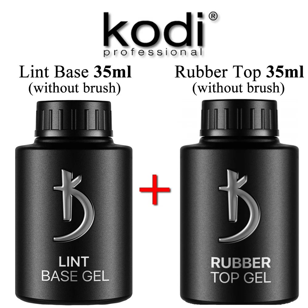 Kodi Professional Set. Lint Base Gel Coat 35ml + Top Rubber. Fiber | Microfibers