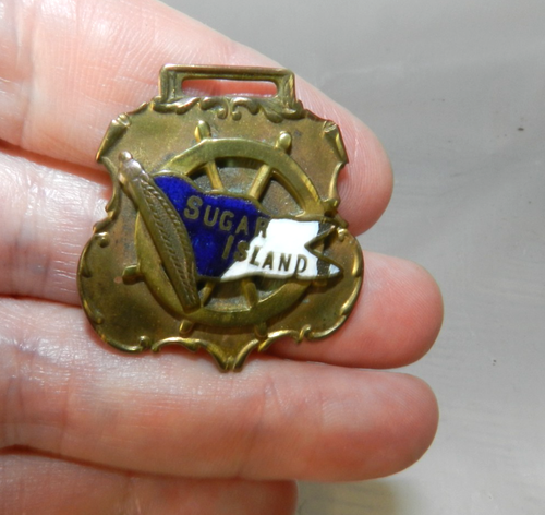 vtg SUGAR ISLAND MI MICHIGAN Souvenir Watch Fob CHIPPEWA COUNTY UP collectible - Picture 1 of 3