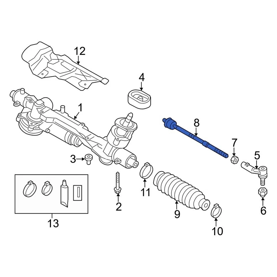 For Audi A3 2006-2020 Audi 1K0423811J Left Outer Steering Tie Rod End Foto 4 de 4