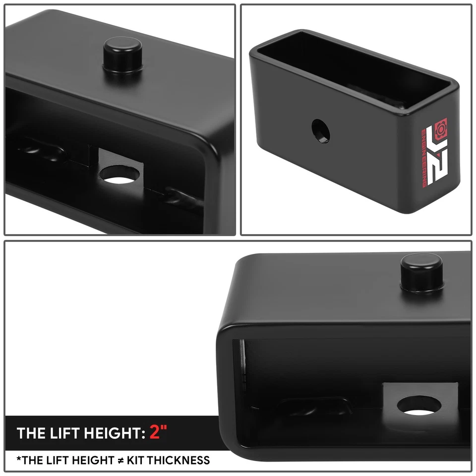 Bloques de elevación de resorte de hoja niveladora trasera de 2" para Ford F-150 F150 1997-2003 + pernos en U Foto 3 de 4
