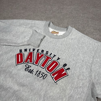 #ad #ad Dayton Flyers Sweatshirt Men M Crewneck Embroidery Gray Heavy Pro Weave MV Sport $22.99