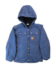 Carhartt Blue Canvas Chore Jacket Youth Boys Size 10-12 Years Medium M
