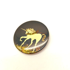 Unicorn Button Pin 80s Anime Style Fantasy Art Pinback 2.25