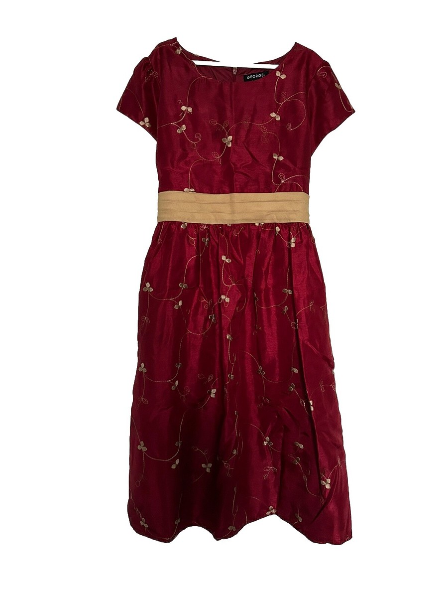 red party dress size 16 Girls Size 16 George Red Dress zipper free shipping 100% Polyester