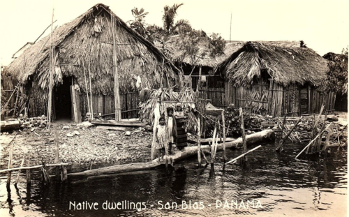 1930s SAN BLAS PANAMA NATIVE DWELLINGS FAMILY HUTS RPPC POSTCARD P1307 - 第 1/3 張圖片