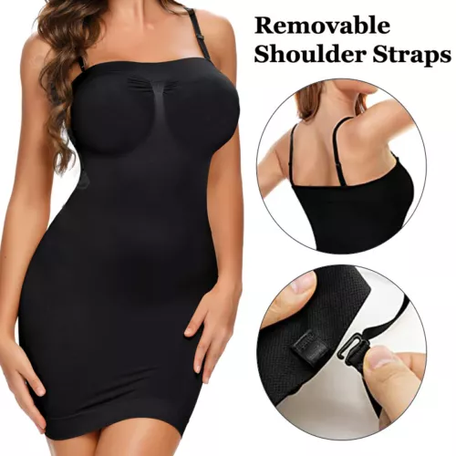 Women's Full Slip Dress Strapless Tummy Firm Control Body Shaper Slim Shapewear - Picture 4 of 33