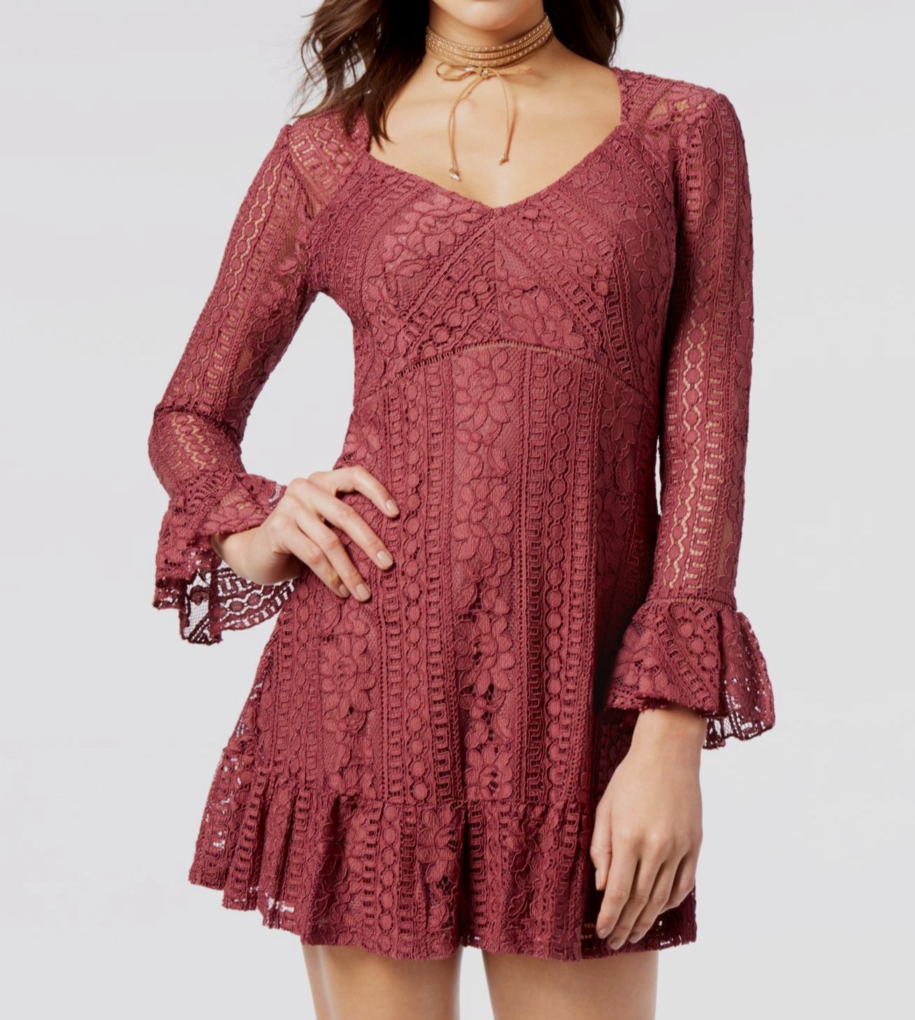 American Rag Juniors Purple Lace Empire Waist Dress Size M $60  