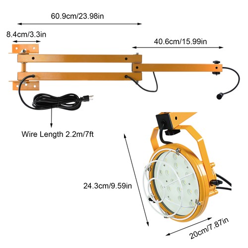 Foldable Loading Dock LED Lights Outdoor Work Swing Arm Lamp for Warehouse 50W - Picture 4 of 13
