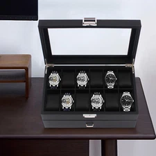 24 Slot Men Watch Display Case Large Jewelry Organizer Box Luxury Storage Holder