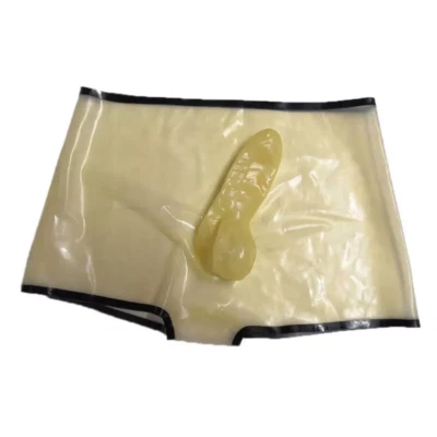 Transparent Latex Rubber Sexy Man Shorts Briefs Underwear With Penile sheath UK