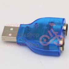 1PCS For PS/2 Mouse Keyboard USB To Dual 2 PS2 PS/2 Converter Adapter Blue WS