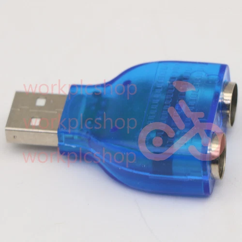 1PCS For PS/2 Mouse Keyboard USB To Dual 2 PS2 PS/2 Converter Adapter Blue #WS