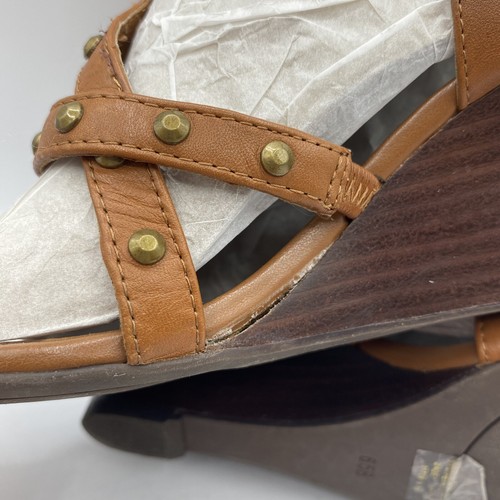 Ralph Lauren Hilda Wedge Sandal Leather Brown Womens Size 6.5 - Picture 7 of 9