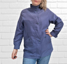 Retro Vintage Coat 90s Blue Size 10 12 Jacket St Michael Anorak Parka Mac M&S