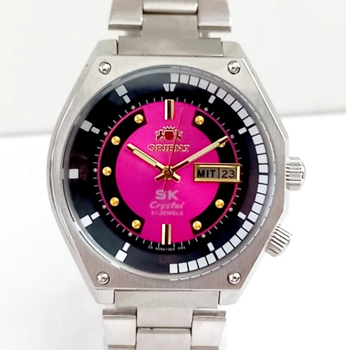 Vintage Japanese Watch Orient Men's Wristwatch SK Sea King Pink Dial Serviced