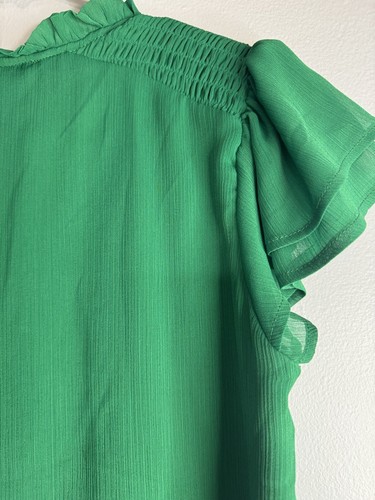 Cece Green kurzärmelige Polyester-Rüschenärmel & Kragenbluse Größe XS - Bild 7 von 7