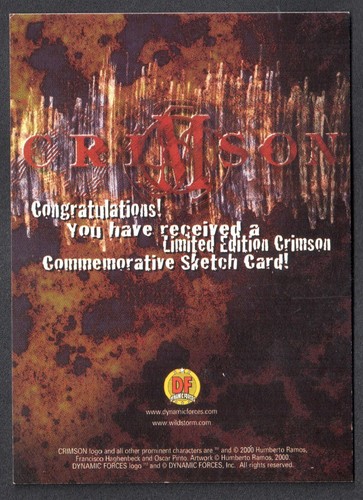 CRIMSON COMMEMORATIVE DYNAMIC 2001 Sketch Art Card ALEX HORLEY (228/300) - Picture 2 of 3