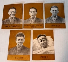 Quintuplets - "I'm a Daddy" Set - Victorian Trade Cards 1882  Sammis & Latham