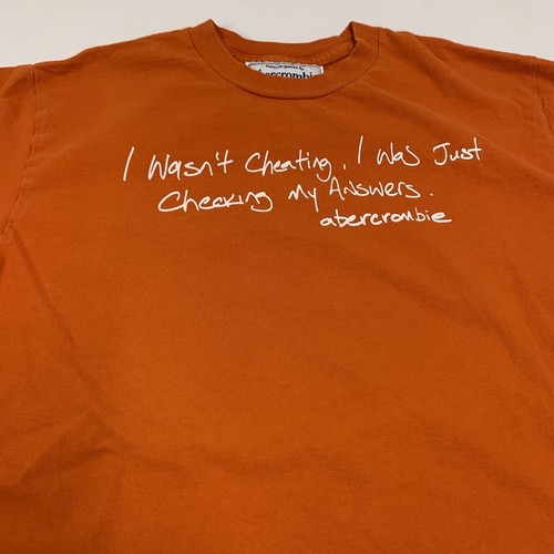 Abercrombie Kids Boy's Tee T-Shirt Orange “I Wasn’t Cheating” Youth Sz XL Short - Picture 5 of 8
