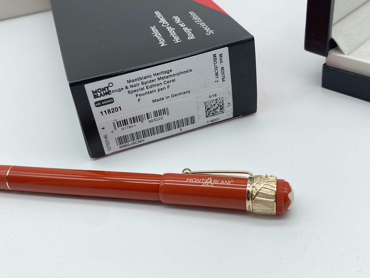 MONTBLANC HERITAGE ROUGE NOIR SPIDER CORAL F NIB FOUNTAIN PEN NEW