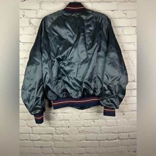 Bomber Bud Light vintage anni 80/90 blu raso nylon giacca varsity taglia media - Foto 2 di 13