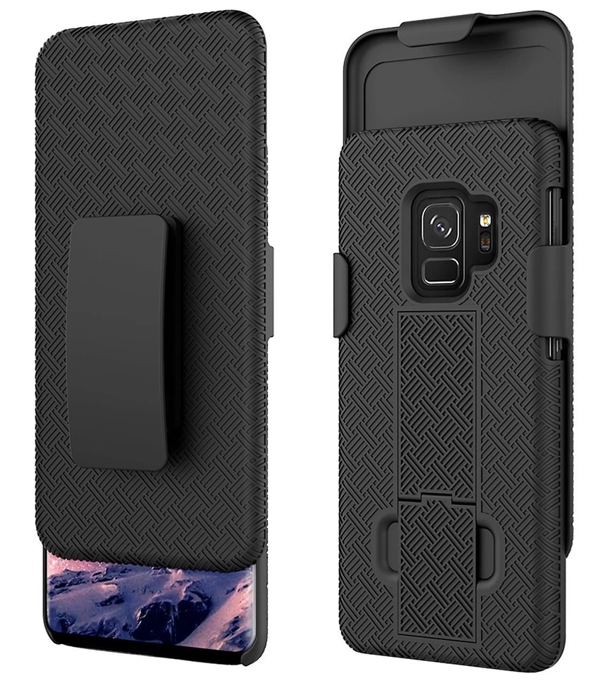 For Samsung Galaxy S9 - HARD HOLSTER KICKSTAND CASE COVER with BELT CLIP BLACK - Image 2 of 4