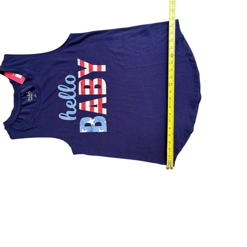 Isabel Maternity Tank Top Hello Baby Patriotic Sleeveless Blue Size S - Picture 4 of 13