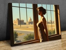 Woman in front of Window  Edward Hopper , mounted canvas print art ready to hang