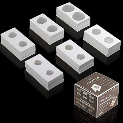 300PCS Coin Flips in 6 Sizes Cardboard Coins Holders 2x2 inch Pockets Coin 