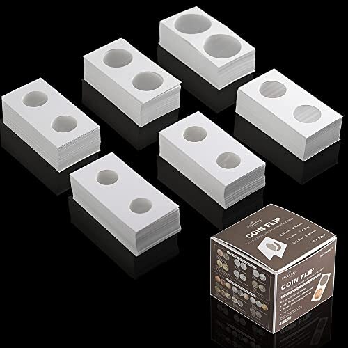 300PCS Coin Flips in 6 Sizes Cardboard Coins Holders 2x2 inch Pockets Coin 