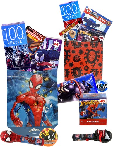 Spiderman vs Venom 12pc Puzzle Set with Bonus Mystery Towel for Kids - Picture 5 of 10