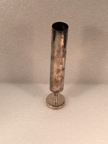 Art Deco Silver Plated Round Tube Vase 17 Centimeters Tall Made In England - Picture 7 of 7