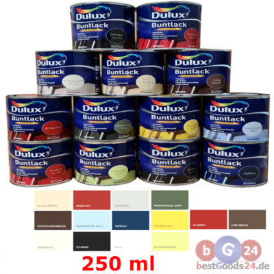Buntlack Dulux 250ml Glänzend 2in1 Lack + Grundierung Farbwahl Holz Metall NEU