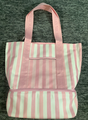 Victoria's Secret Striped Canvas Thermal Insulated Cooler Tote Bag
