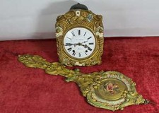 HORLOGE COMTOISE. JUAN VICAT. MACHINES COMPLÈTES. LAITON DORÉ. FRANCE. XIXÈ