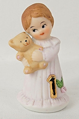 Enesco Growing Up Birthday Girls Age 1 Figurine 2.75'' Brunette 1982 Vintage