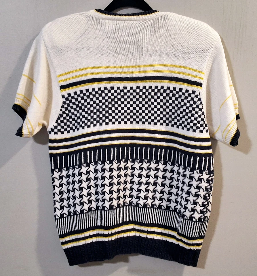 Vintage 1990s The Villager Nautical Star Pattern Sweater Old Money Petite Large - Image 3 of 4