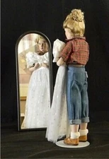 The Danbury Mint Prom Dress Porcelain Doll Vintage 16” With box, mirror, stand