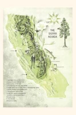 Vintage Journal Map of the Sierra Nevada by Found Image Press, Found Image Pr...