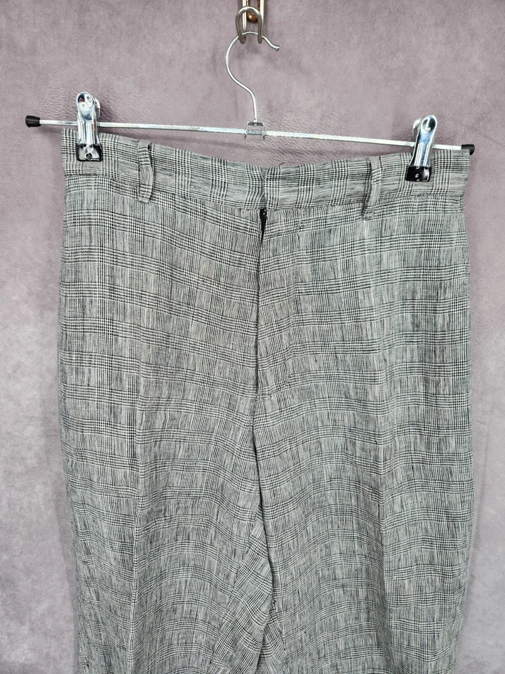 Michael Kors Pants Womens 0 Gray Plaid Chino Trousers Career Wear Linen Preppy - Image 3 of 4
