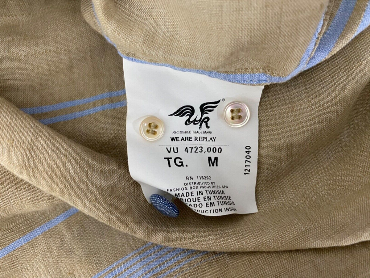42サイズ REPLAY men's shirt 70% linen 30% cotton Size M | eBay