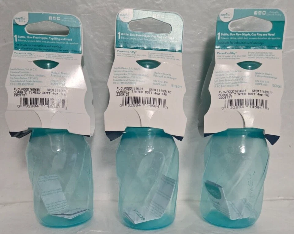 Evenflo Classic Twist Set 3-Bottles 1-4oz 0m+ Slow-Flow Cap Ring & Hood BPA Free - Image 2 of 2