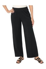 Denim Co. Women's Beach Jersey Full Length Wide Leg Pant Blk